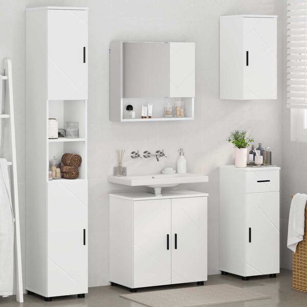 vidaXL Bathroom Furniture Set 5 pcs White Engineered wood & Metal