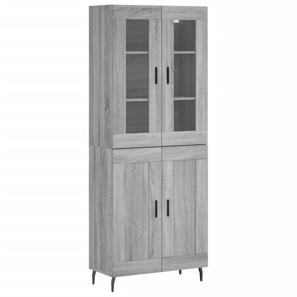 vidaXL Highboard Grey Sonoma 69.5x34x180 cm Engineered Wood