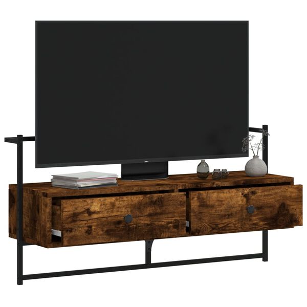 vidaXL TV Cabinet Wall-mounted Smoked Oak 100.5x30x51 cm Engineered Wood