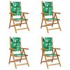 vidaXL Reclining Folding Chairs 4 pcs Green Fabric and Solid Wood