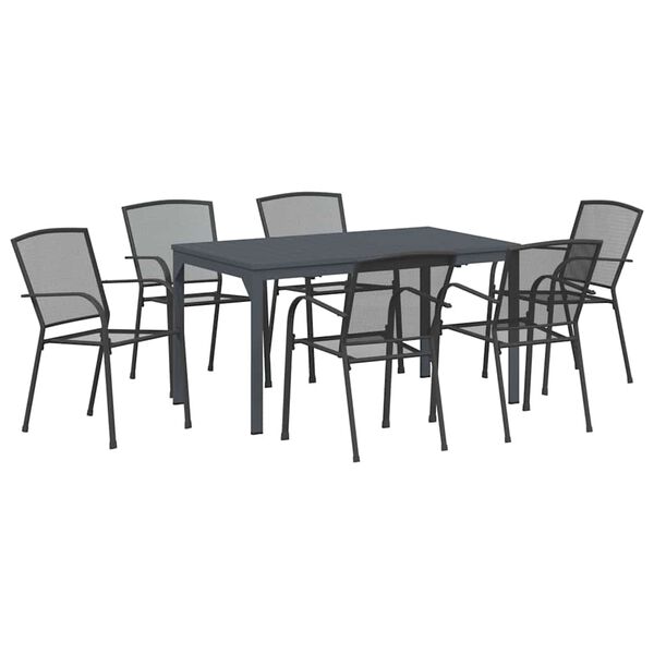 vidaXL Garden Dining Set 7 pcs Anthracite Powder-coated Steel