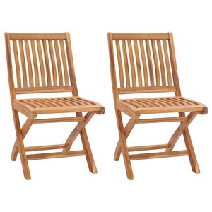 vidaXL Folding Chairs 2 pcs Solid Teak Wood