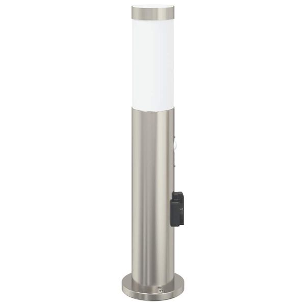 vidaXL Bollard Light with Sensor&Outlet 50 cm Stainless Steel IP44