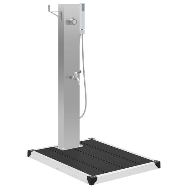vidaXL Outdoor Shower with Tray WPC Stainless Steel