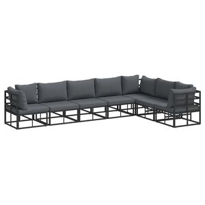 vidaXL Garden Sofa Set 7 pcs Black Aluminium