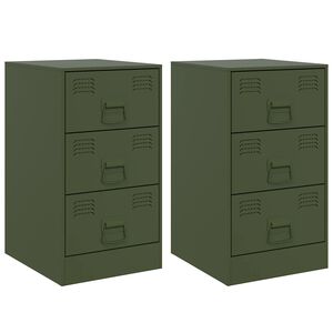 vidaXL Bedside Cabinets 2 pcs Olive Green 34.5x39x62 cm Steel
