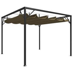 vidaXL Garden Gazebo with Retractable Roof 3x3 m Taupe 180 g/m&sup2;