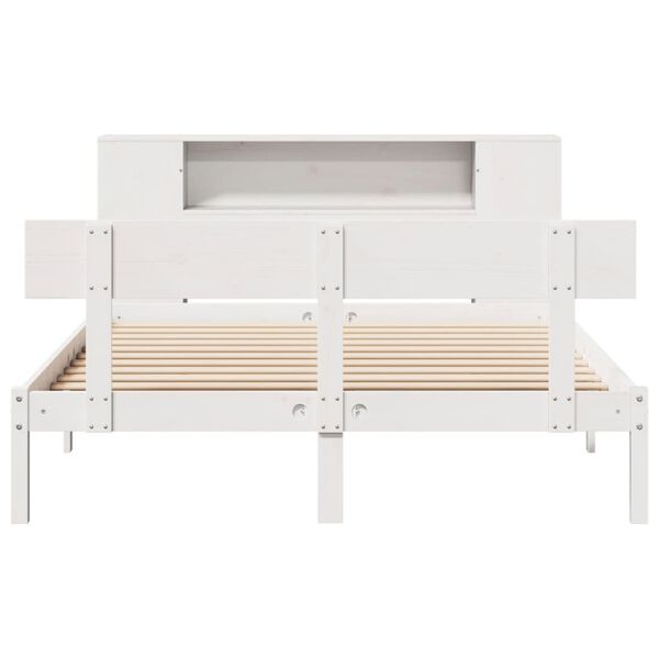 vidaXL Bookcase Bed without Mattress White 120x200 cm Solid Wood Pine