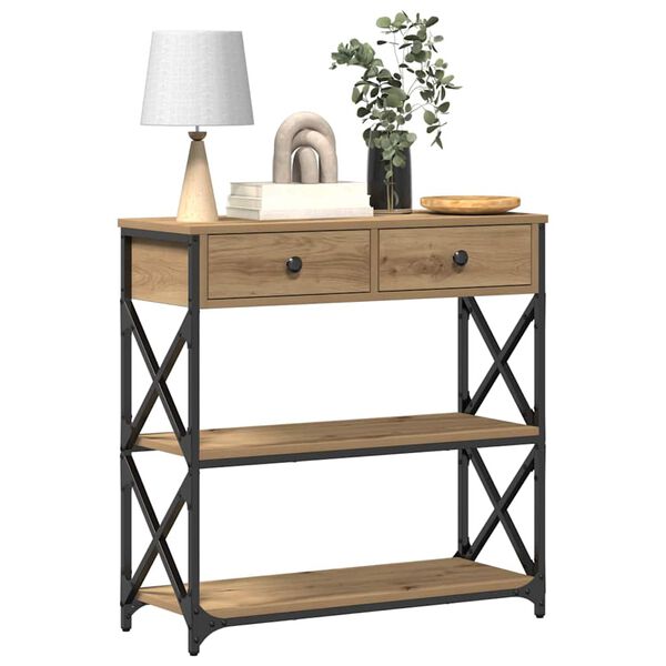 vidaXL Console Table with Drawer Artisan oak 75 x 28 x 75 cm