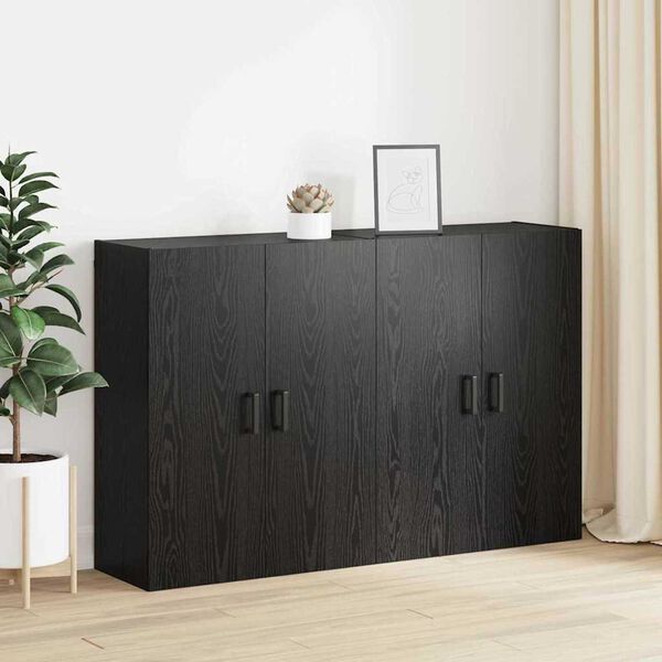 vidaXL Wall-Mounted Cabinet 2 pcs Black Oak 69.5 x 34 x 90 cm