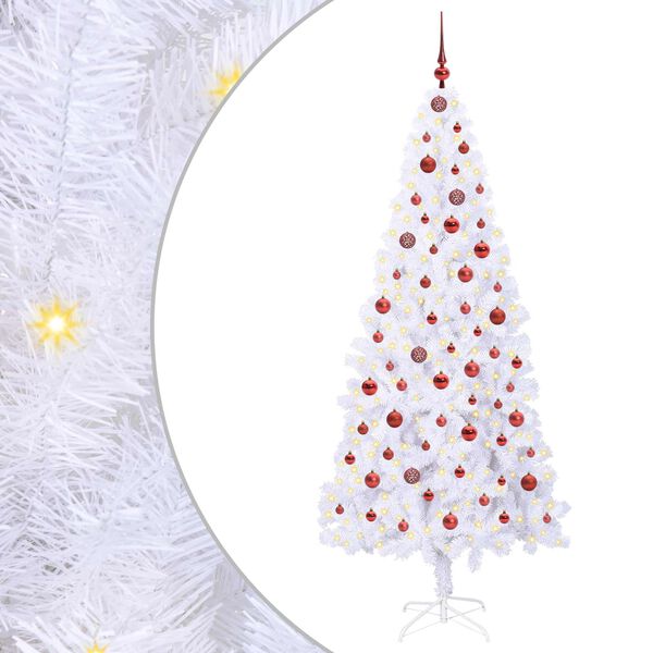 vidaXL Artificial Christmas Tree with Stand White 210 cm PVC and Steel