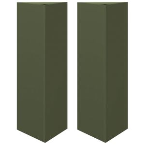 vidaXL Garden Planters 2 pcs Olive Green Triangular 30x26x75 cm Steel