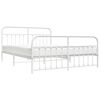 vidaXL Metal Bed Frame without Mattress with Footboard White 183x213cm