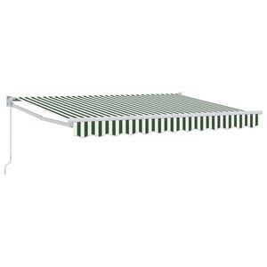 vidaXL Manual Retractable Awning Green and White 2.5 x 2 m