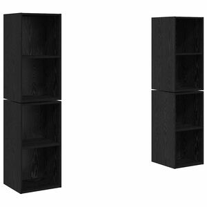 vidaXL TV Cabinet Set 4 pcs Black Oak Engineered Wood