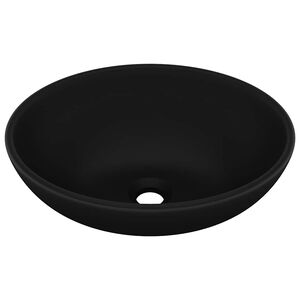 vidaXL Luxury Basin Oval-shaped Matt Black 40x33 cm Ceramic