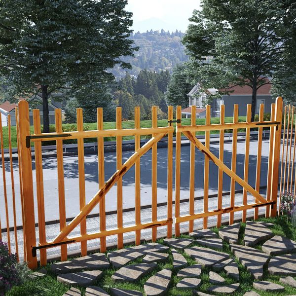 vidaXL Double Fence Gate Impregnated Hazel Wood 300x150 cm
