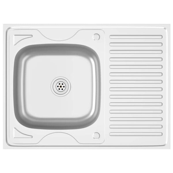 vidaXL Kitchen Sink with Drainer Set Silver 800x600x155 mm Stainless Steel