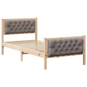 vidaXL Bed Frame with Headboard Taupe 90 x 200 cm Solid Pine Wood