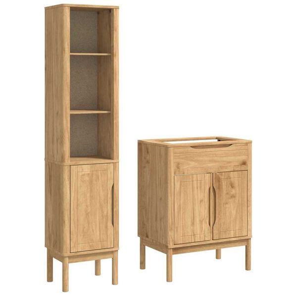 vidaXL Bathroom Furniture Set 2 pcs Wax Brown Solid Pine Wood