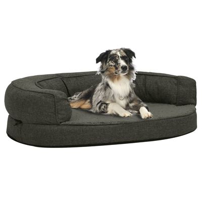 vidaXL Ergonomic Dog Bed Mattress 75x53 cm Linen Look Fleece Dark Grey