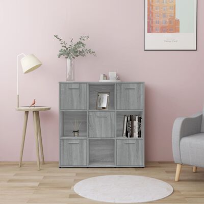 vidaXL Book Cabinet Grey Sonoma 90x30x90 cm Engineered Wood