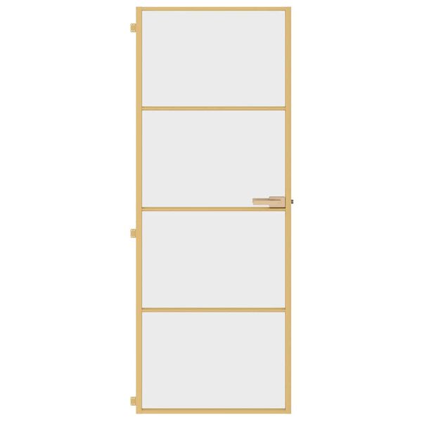 vidaXL Interior Door Slim Golden 76x201.5 cm Tempered Glass and Aluminium