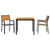 vidaXL Garden Dining Set 3 pcs Black Solid Acacia Wood