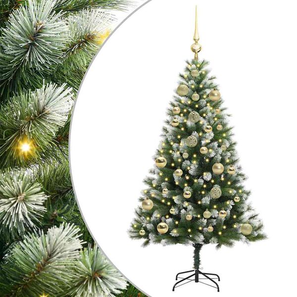 vidaXL Artificial Hinged Christmas Tree with Flocked Snow 120 cm