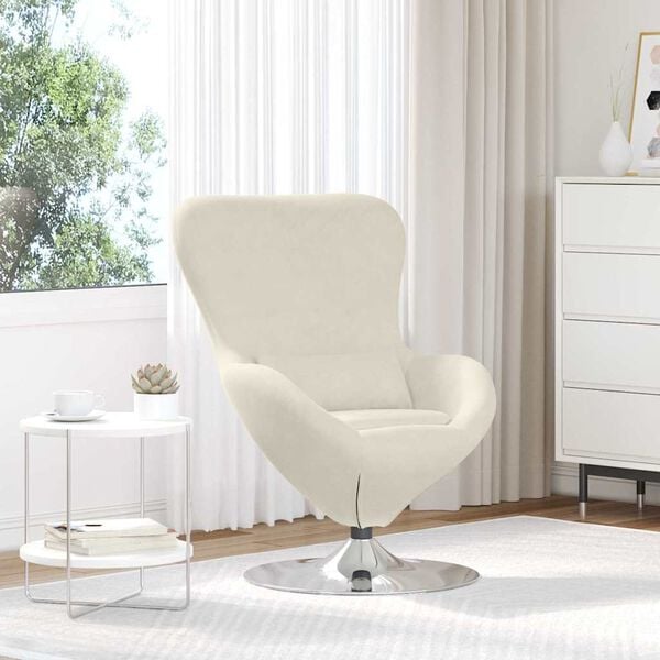 vidaXL Egg Chair Cream 63 x 73 x 90 cm Velvet