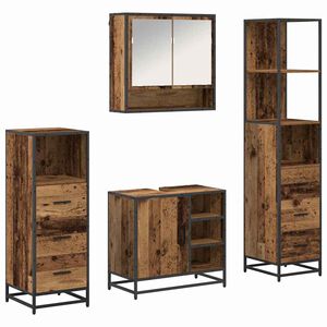 vidaXL Bathroom Furniture Set 4 pcs Old Wood Engineered Wood