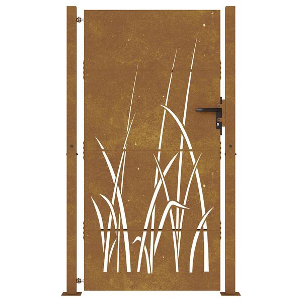 vidaXL Garden Gate 100x200 cm Corten Steel Grass Design