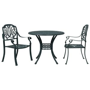 vidaXL 3 Piece Bistro Set Green Cast Aluminium