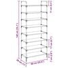 vidaXL Shoe Rack with 8 Shelves Metal and Non-woven Fabric Silver