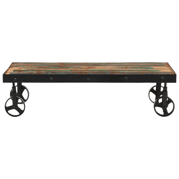 vidaXL Coffee Table with Wheels Solid Reclaimed Wood 100x55x26 cm