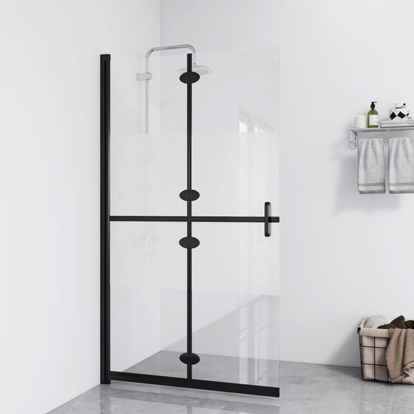 vidaXL Foldable Walk-in Shower Wall Half Frosted ESG Glass 110x190 cm
