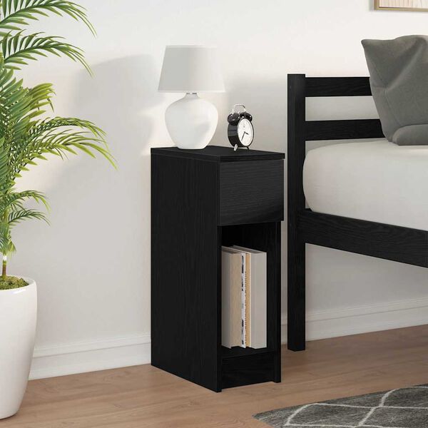 vidaXL Bedside Cabinet with Drawer Black Oak 20x36x60 cm