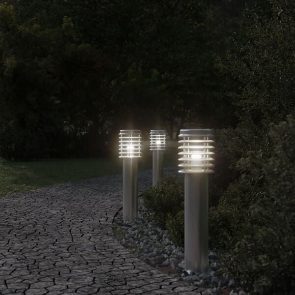vidaXL Outdoor Floor Lamps 3pcs Silver 60 cm Stainless Steel