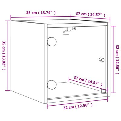 vidaXL Bedside Cabinet with Glass Door Black 35x37x35 cm