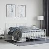 vidaXL Metal Bed Frame without Mattress with Footboard White 140x190cm