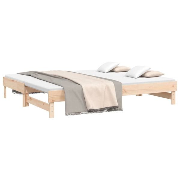 vidaXL Pull-out Day Bed without Mattress 2x(80x200) cm Solid Wood Pine