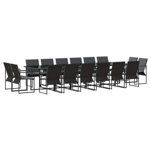 vidaXL Garden Dining Set 17 pcs Black Steel