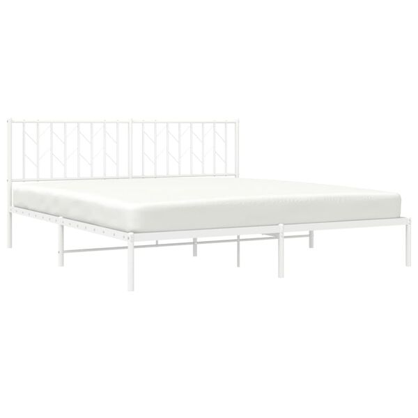 vidaXL Metal Bed Frame without Mattress with Headboard White 183x213cm