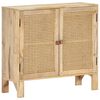 vidaXL Sideboard 80x30x73 cm Solid Mango Wood and Natural Cane