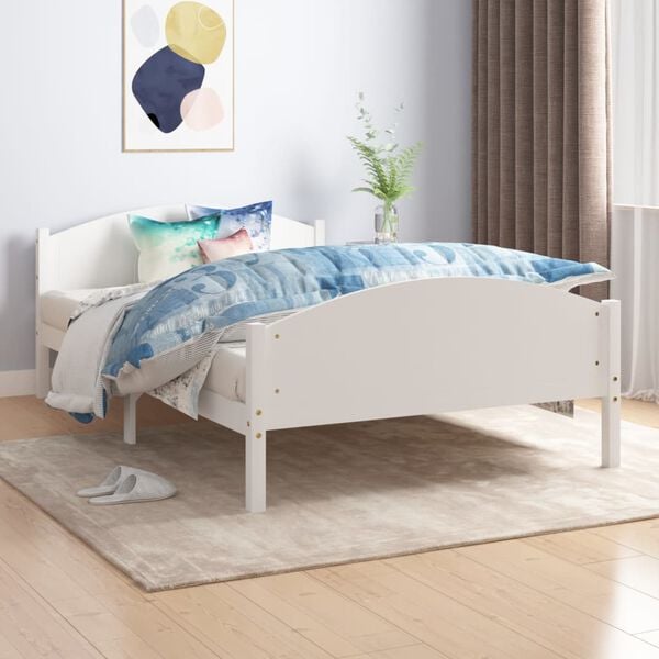 vidaXL Bed Frame without Mattress White Solid Pine Wood 160x200cm