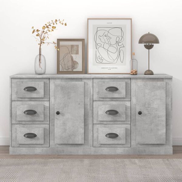 vidaXL Sideboards 2 pcs Concrete Grey Engineered Wood