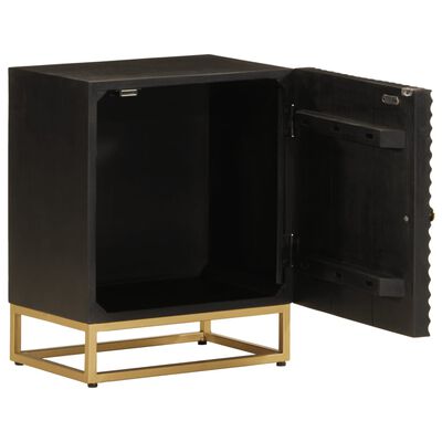 vidaXL Bedside Cabinet Black 40x30x50 cm Solid Wood Mango and Iron