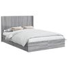 vidaXL Bed Frame with Storage and Headboard Grey Sonoma 140 x 200 cm