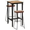 vidaXL 3 Piece Bar Set Solid Rough Wood Mango and Metal