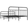vidaXL Metal Bed Frame without Mattress with Footboard Black 183x213cm